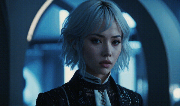 AI-video-of-woman-in-futuristic-environment تصميم فيديو AI